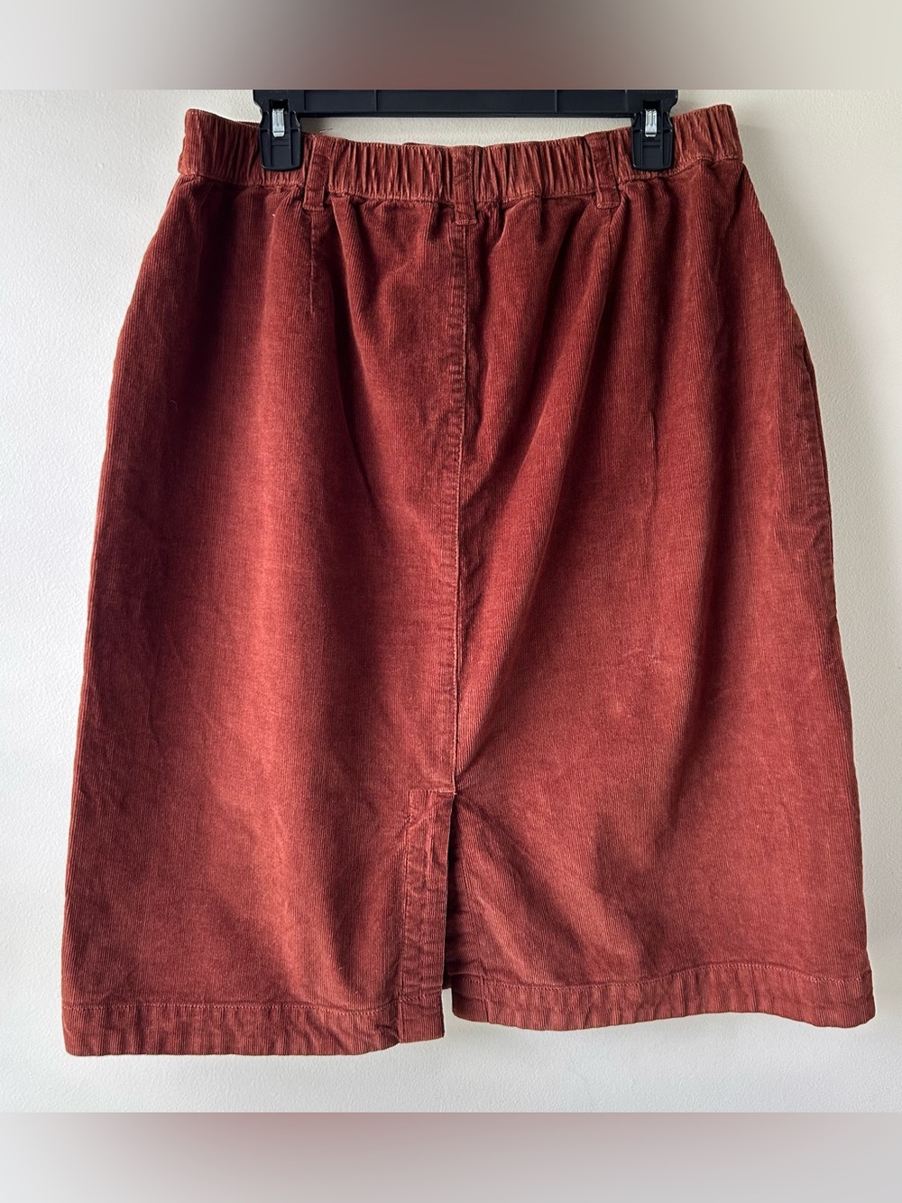Pact Organic Cotton Modest Midi A-line Corduroy Skirt Rust Orange L - Picture 8 of 12